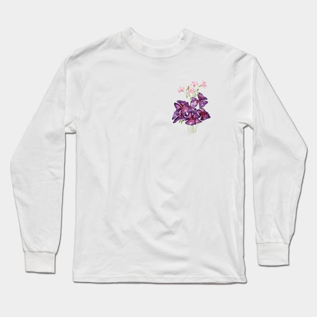 purple oxalis leaf watercolor Long Sleeve T-Shirt by colorandcolor